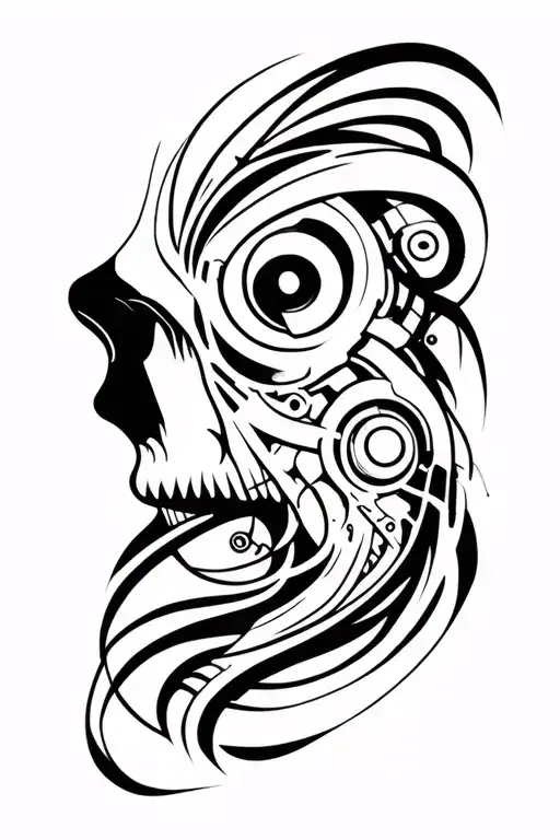 bio mechanical on shoulder tattoo design idea