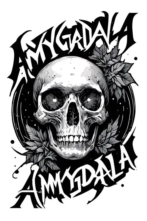 The word "Amygdala" in a cool spelling with a little cybersigilisum style on my arm tattoo design idea