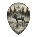 moose mountain forest water tattoo design idea