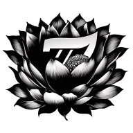 lucky number 7 and cancer horoscope symbol and lotus flower tattoo design idea