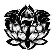 lucky number 7 and cancer horoscope symbol and lotus flower tattoo design idea