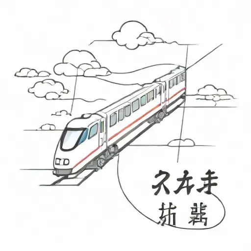 a summer sky train with the text "未完成" under it tattoo design idea