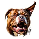 Angry Pitbull Growling tattoo design idea