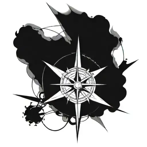 A compass rose intertwined with a jet engine, symbolizing your love for traveling and working with airplanes tattoo design idea