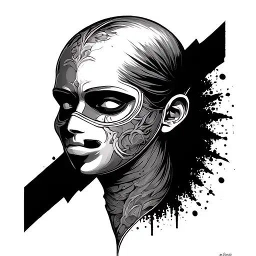 remove mask identity true self tattoo design idea