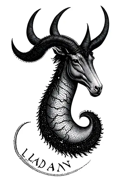 "Ladan" Capricorn symbol tattoo design idea