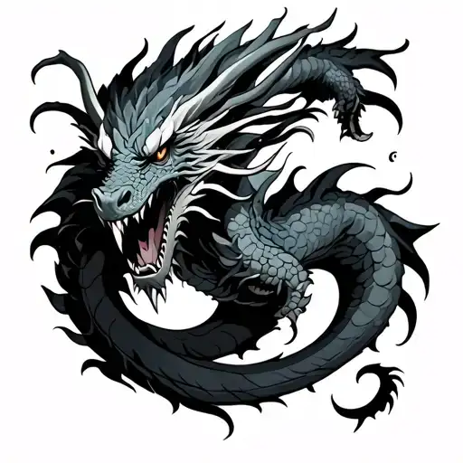 oni traditional dragon scary fairy tattoo design idea