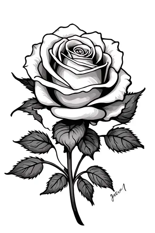 rose with name tattoo design idea