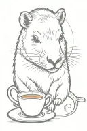 capybara drinking coffee tattoo design idea