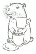 capybara drinking coffee tattoo design idea