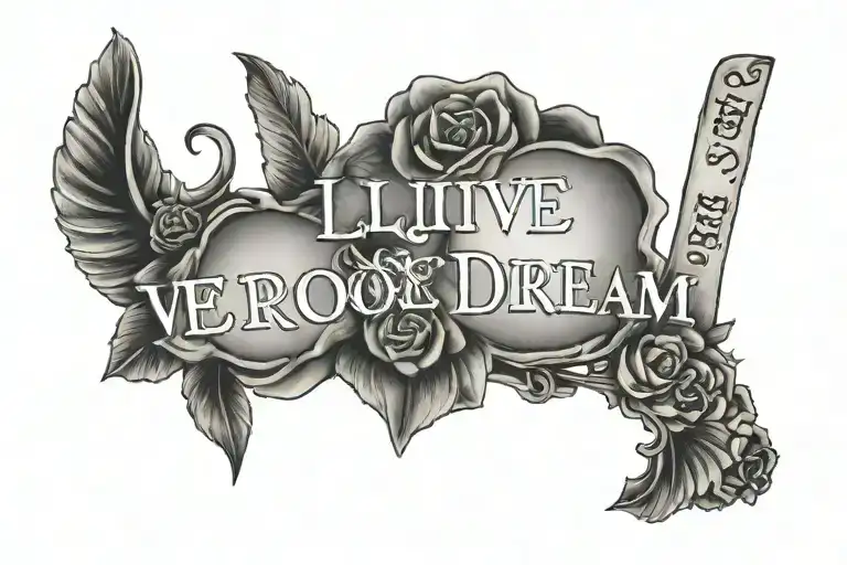 Words written vertically Live Love Dream tattoo design idea