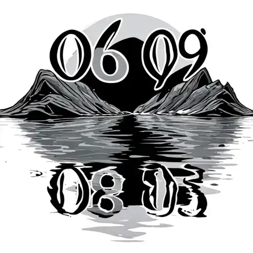 numbers 06 and 09 should be opposite each other, whereby the 09 is a reflection in the water of the 06 tattoo design idea