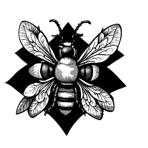 Basque cross, bees with floral ornament tattoo design idea