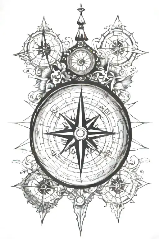 berbere compass mixed with classic compass rose.  tattoo design idea