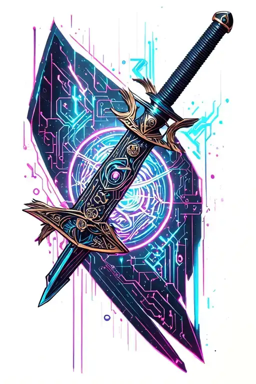 cyberpunk katana tattoo design idea