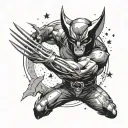 wolverine claws extended toward stars flowy dress tattoo design idea
