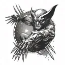 wolverine claws extended toward stars flowy dress tattoo design idea