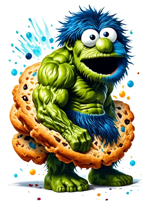 hulk cookie monster coming tattoo design idea