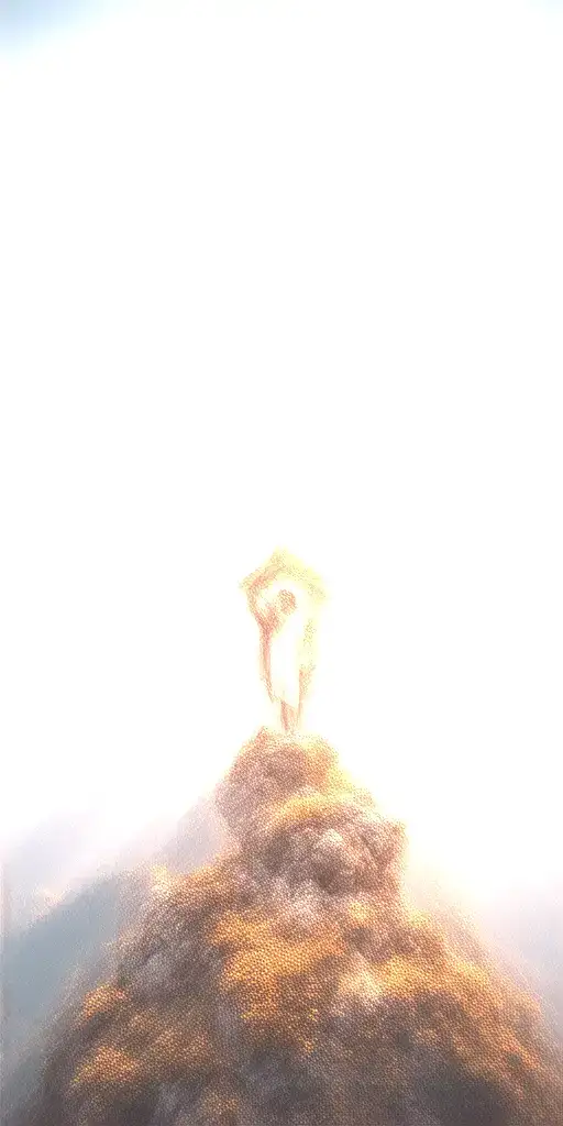 christian cross summit of a mountain landscape ray of sunshine, hyper realistic portrait of Jesus Christ,  tattoo design idea