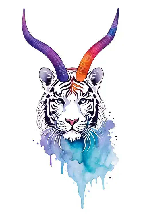 tiger capricorn symbol tattoo design idea