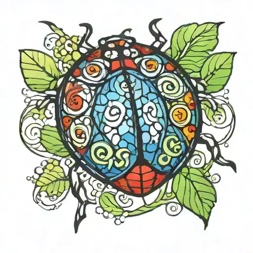 ladybug made of stained glass tattoo design idea