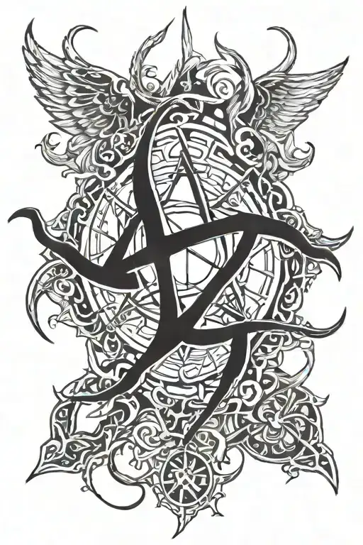Supernatural symbols intertwined tattoo design idea