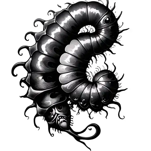 gothic caterpillar flowing left tattoo design idea