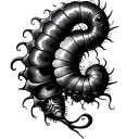 gothic caterpillar flowing left tattoo design idea