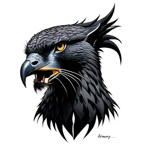 hawk and black panther tattoo design idea