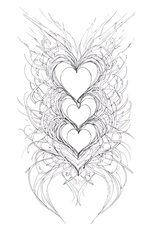 cyber sigilism interwined with hearts tattoo design idea