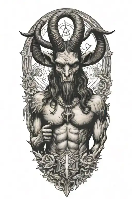 baphomet wears a shirt standing tattoo design idea