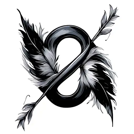 Infinity symbol and feather  tattoo design idea
