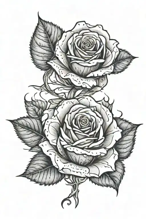 a dart intertwined with rose patterns tattoo design idea