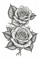 a dart intertwined with rose patterns tattoo design idea