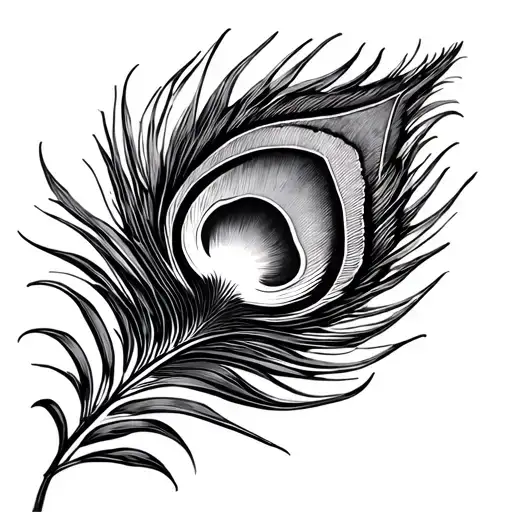 arm tattoo of a peacock feather with sunset and mandala tattoo design idea