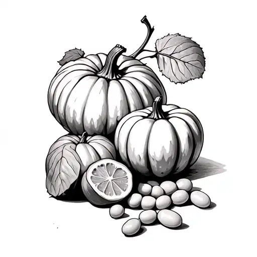 pumpkin and Lima beans tattoo design idea
