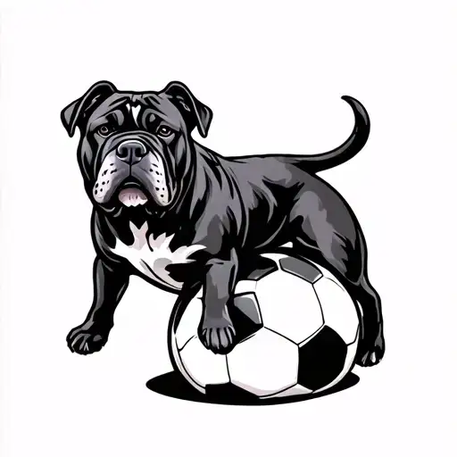 Cane Corso Fulvo Zampa on a soccer ball tattoo design idea