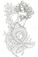 mermaid swimming tattoo design idea
