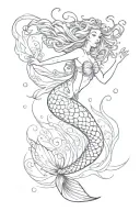 mermaid swimming tattoo design idea