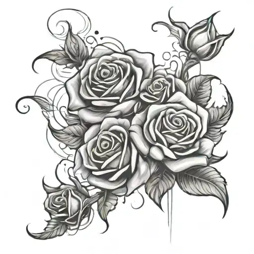 JJ with roses and smoke swirling tattoo design idea
