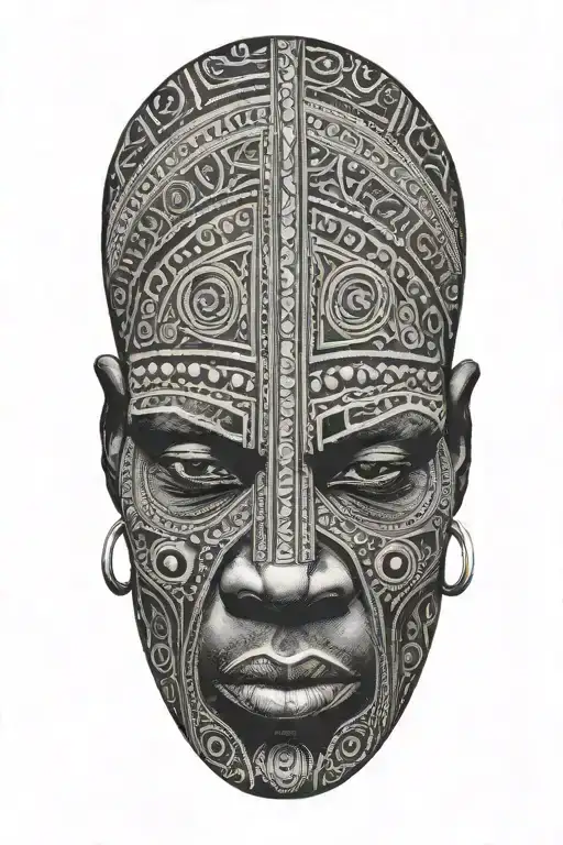 A blind African man tattoo design idea