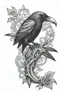 gothic raven perched tattoo design idea