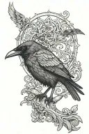 gothic raven perched tattoo design idea