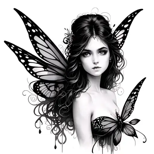 Black Fairy tattoo design idea