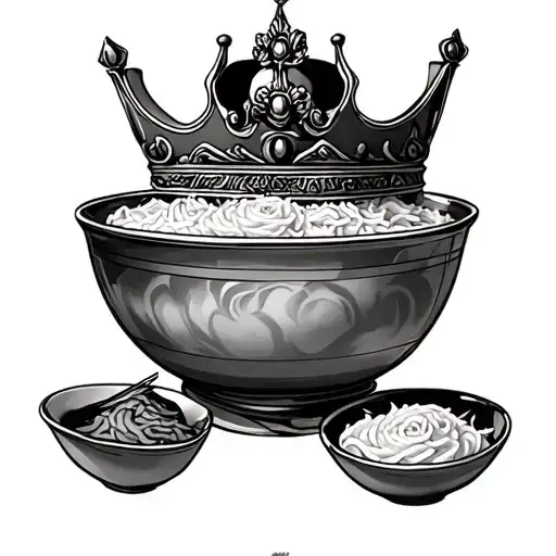 pho bowl with crown laying on top tattoo design idea