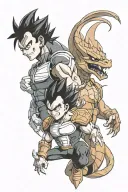 vegeta and charizard tattoo design idea