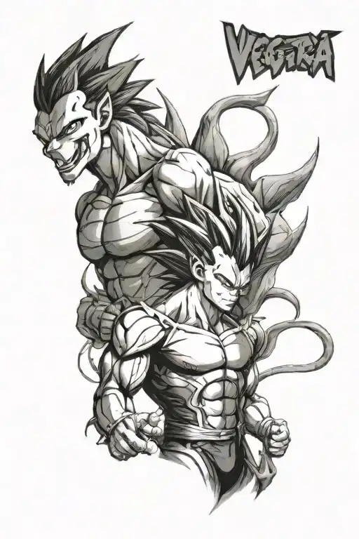 vegeta and charizard tattoo design idea
