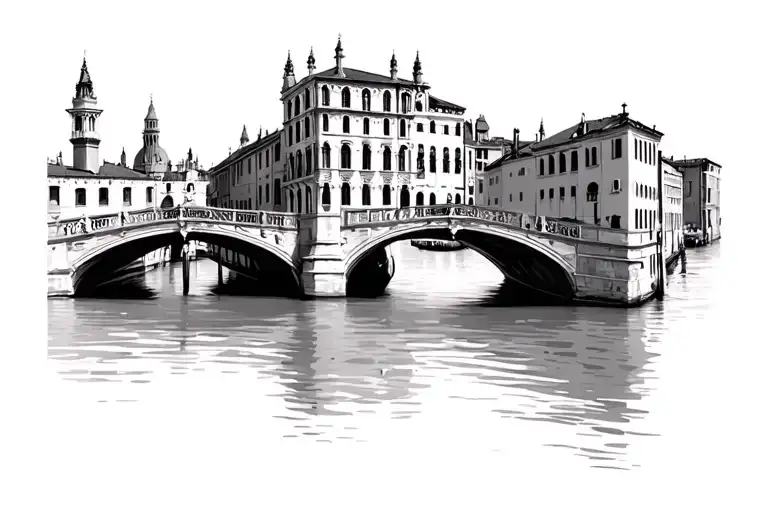 Rialto bridge Venice Italy canal houses combining tattoo design idea