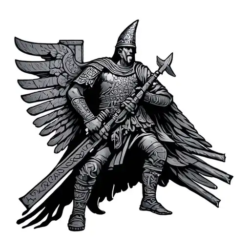 Babylon gates with Babylon solider protecting it  tattoo design idea