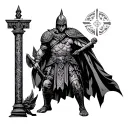 Babylon gates with Babylon solider protecting it  tattoo design idea